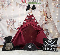 Палатка для детей большая вигвам для игр шалаш Пираты Карибского моря Шляпа Пирата, набор