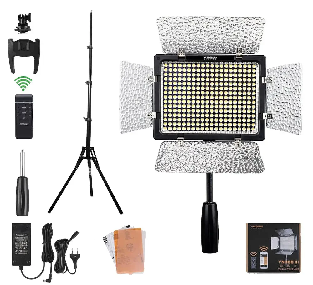 LED відеосвітло Yongnuo YN-300 III (3200-5500K) зі штативом + блок живлення