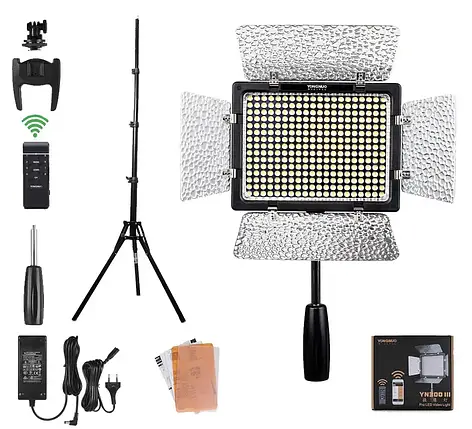 LED відеосвітло Yongnuo YN-300 III (3200-5500K) зі штативом + блок живлення, фото 2