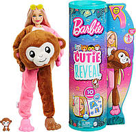 Barbie Cutie Reveal Jungle Monkey Кукла Барби в костюме плюшевой обезьяны Игровой набор Джунгли