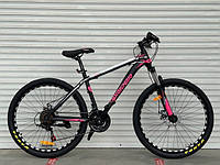 Велосипед гірський TopRider Top-611 26" колеса, 17 рама Shimano Рожевий + подарунок крила або насос