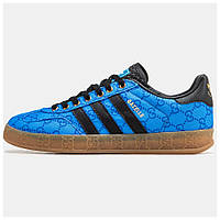 Чоловічі кросівки Adidas Gazelle x Gucci Blue Black, сині кросівки адідас газелі гуччі газель гучі