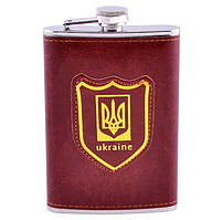 Фляга обтягнута шкірою "Україна" 🇺🇦,  (256мл)