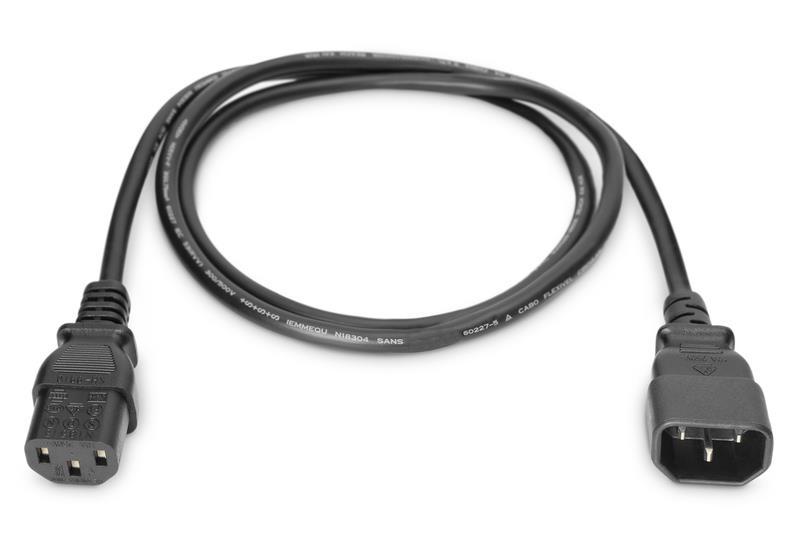 Digitus Кабель живлення C14-C13 M/F, 1.2m, 0.75qmm, black