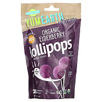 YumEarth, Ultimate, Organic Elderberry Lollipops, 15 Lollipops, Цукерки органічні з бузиною, Pops