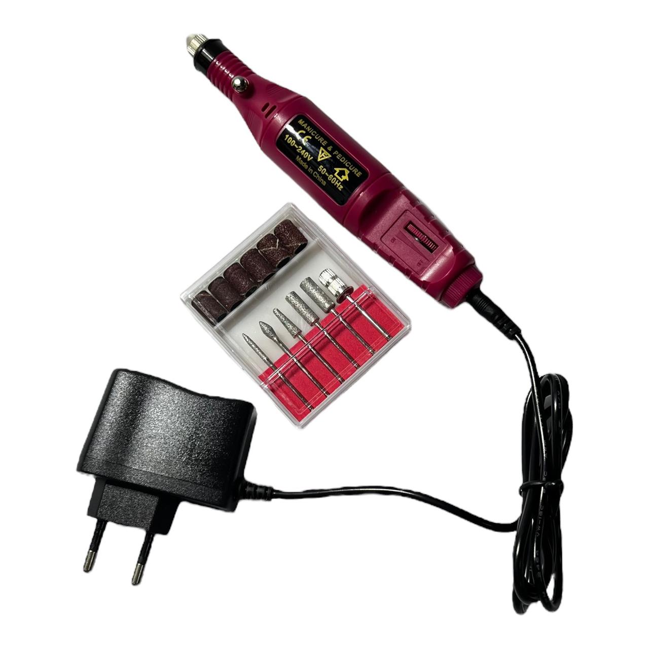Фрезер-ручка портативна для апаратного манікюру, малинова