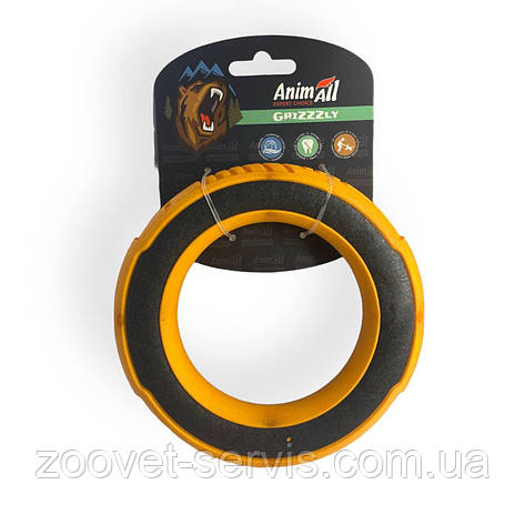 Іграшка водостійка для собак гумове супер-кільце AnimAll GrizZzly S 15х2.2 см, Помаранчево-чорний, фото 1