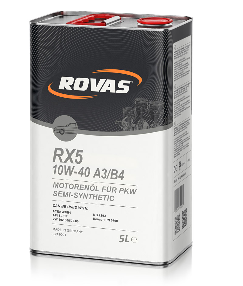 Напівсинтетична моторна олива Rovas RX5 10W-40 A3/B4 5 л