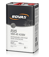 Полусинтетическое моторное масло Rovas RX5 10W-40 A3/B4 5л