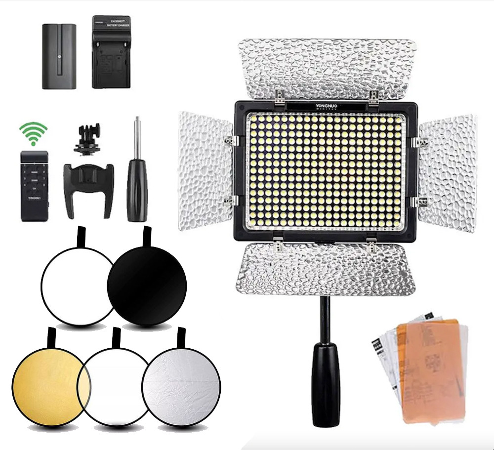 Набір для візажиста відеосвітло Yongnuo YN-300 III (3200-5500K) + відбивач 5в1 (80 см) + акум + з/у