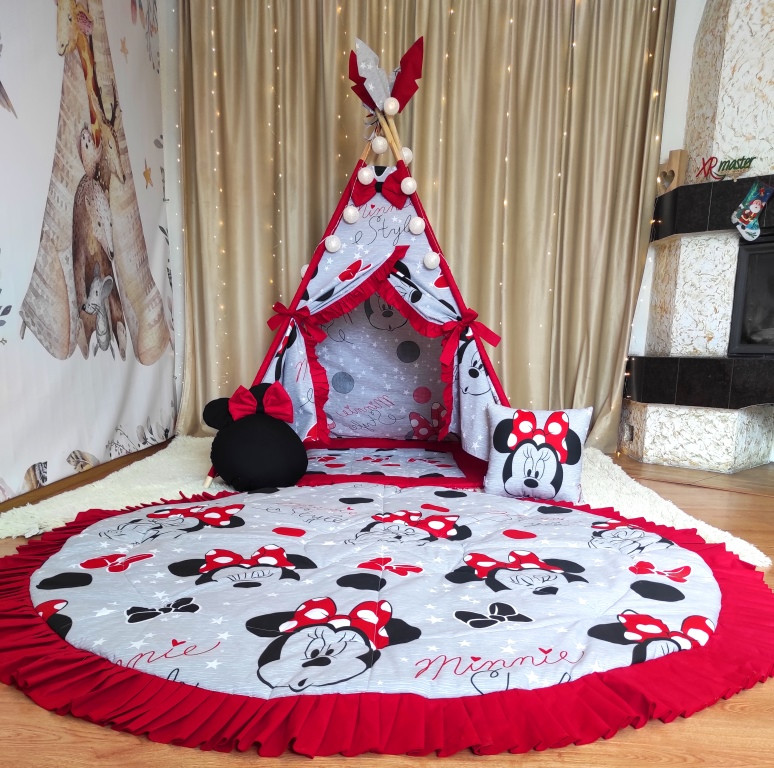 Намет дитячий Вігвам для дітей курінь для ігор для дівчинки Minnie style + додатковий коврик Повний комплект!