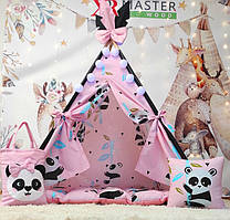 Намет дитячий Вігвам для дітей курінь для ігор Pіnk panda БОН БОН + Сумочка Шопер! Повний комплект!