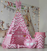 Намет дитячий Вігвам для дітей курінь для ігор Marshmallow 5-ти гранний + кошик Повний комплект!