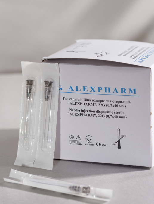 Голка ін'єкційна 22G 0,7 х40 ALEXPHARM 100 шт, 910628