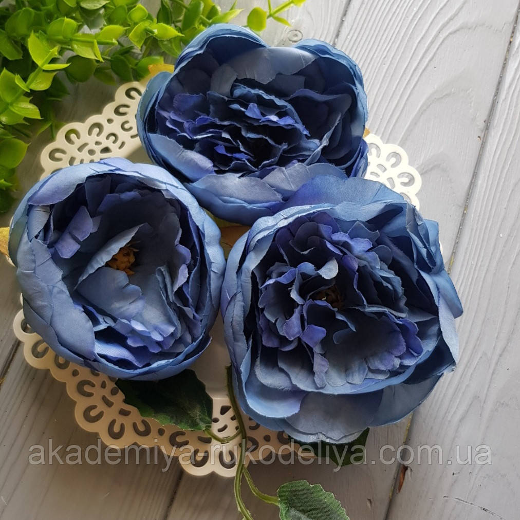 Півонія штучна 8-10 см см синьо-блакитний (головка без листя), фото 1