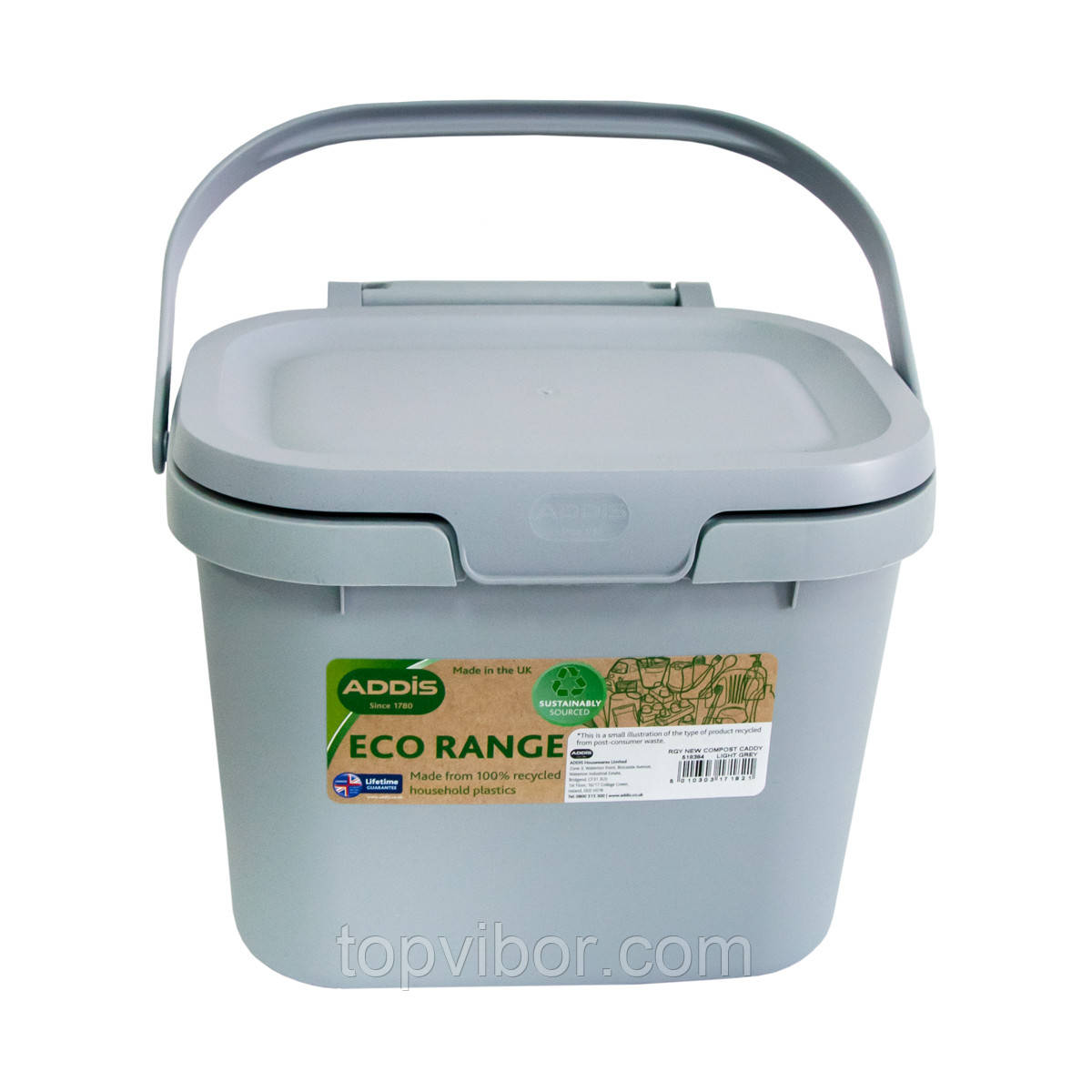 Кухонный контейнер с ручкой и крышкой Addis Eco Renge Серый, пластиковый контейнер для мусора (ТОП) - фото 2 - id-p1846092807