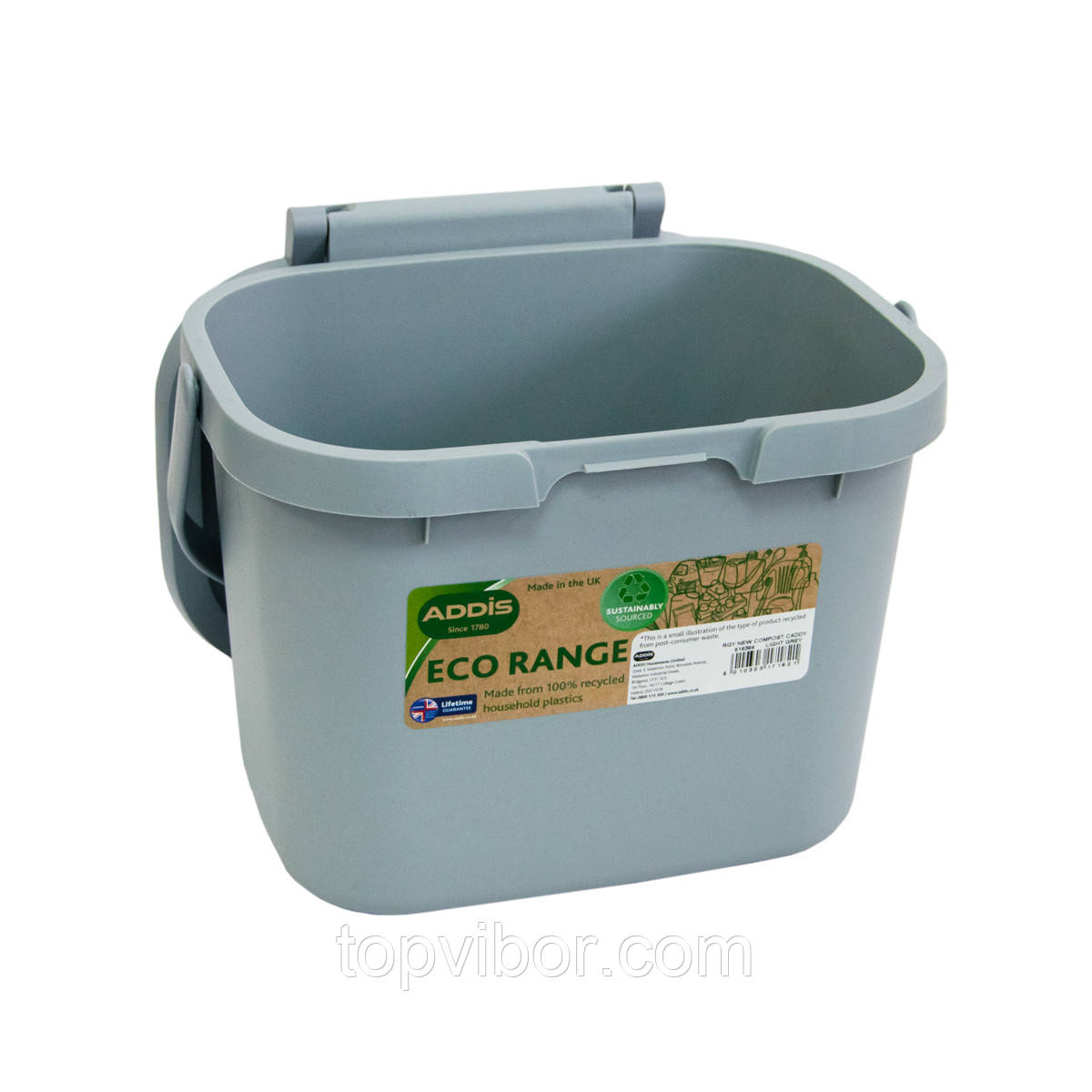 Кухонный контейнер с ручкой и крышкой Addis Eco Renge Серый, пластиковый контейнер для мусора (ТОП) - фото 3 - id-p1846092807