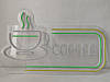 Вивіска Coffee чашка неонова led neon різнобарвна 600х370 мм із пультом, фото 4