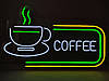 Вивіска Coffee чашка неонова led neon різнобарвна 600х370 мм із пультом, фото 5