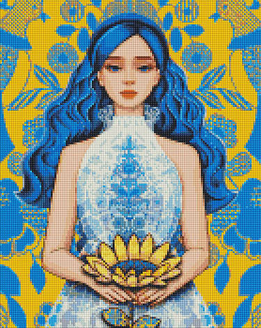 Алмазна мозаїка AMO7472 Золота квітка ©mosyakart, 40х50cм Ideyka на підрамнику, фото 1