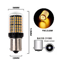 Автомобільна LED лампа 144smd P21W Ba15s Жовта 15W 12-24V CAN