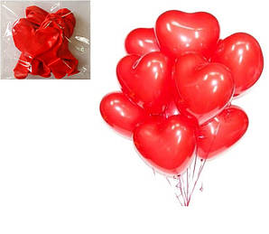 Надувні кульки у формі серця червоні 10 шт в пачці
