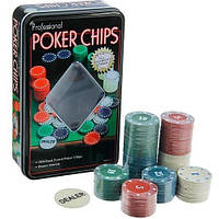 Набір фішок для покера, 100 шт. фішки з номіналом у метал коробці