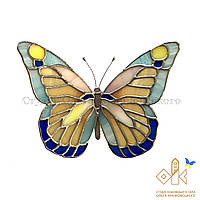 Метелик - вітражний декор-підвіска для вікон. Ручна робота 17.5 * 14. 5 см