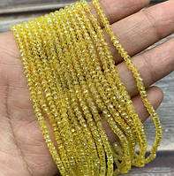 Намистини скло Finding Рондель граненка Жовтий перелив 2 мм В'язка 160 шт
