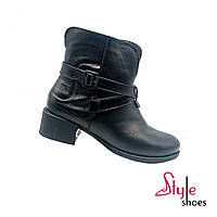 Ботинки женские зимние из натуральной кожи черного цвета «Style Shoes»