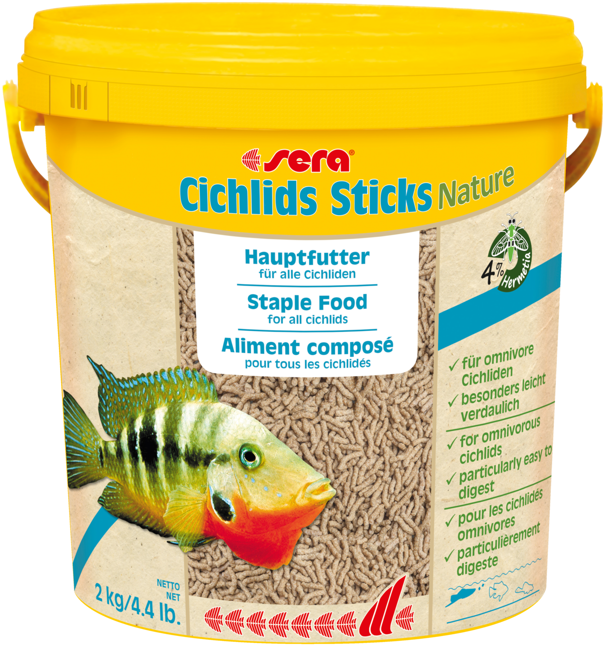 Sera Cichlids Sticks Nature сухий корм для цихлід та інших великих риб, палички, 10000 мл (2 кг)