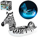 Надувний пліт для плавання Зебра BW 41406 (3 ручки, LED підсвічування, ремкомплект, 254-142 см.), фото 9