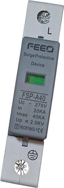 Обмежувач перенапруги AC FEEO SPD FSP-A40 С(Т2) 1P 275V, In:20кA/Imax:40кА