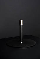 Тримач для одного прапора підлоговий в кабінет з металу 310 мм, чорний з нержавійкою