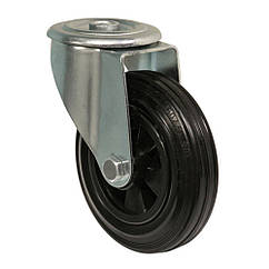 Колесо 3205-N-125-P, Ø 125 мм, колесо поворотне з отвором, гумове колесо вантажне, колесо для візка, колесо на меблі з гуми
