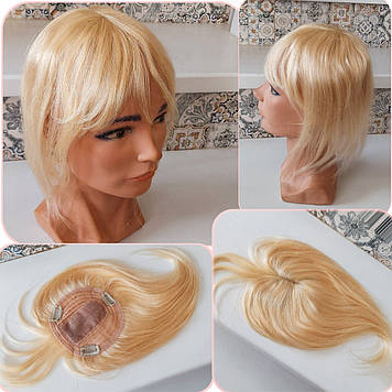 Накладка з натурального волосся з чубчиком на верхівку, моносистема KLEO-12"-613