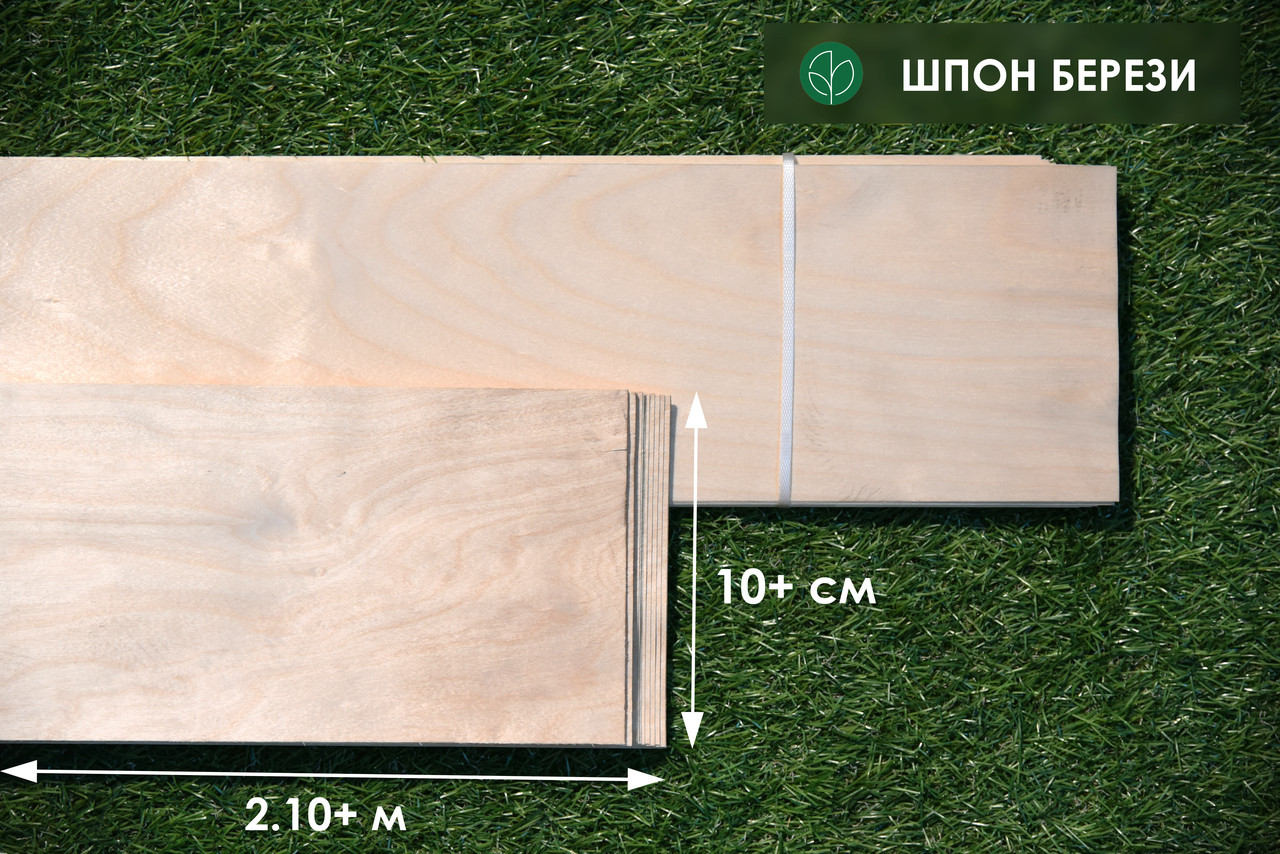 Шпон, береза (Європа) - 0,6 мм - довжина від 1 до 2 м / ширина від 10 см+ (I ґатунок), фото 1
