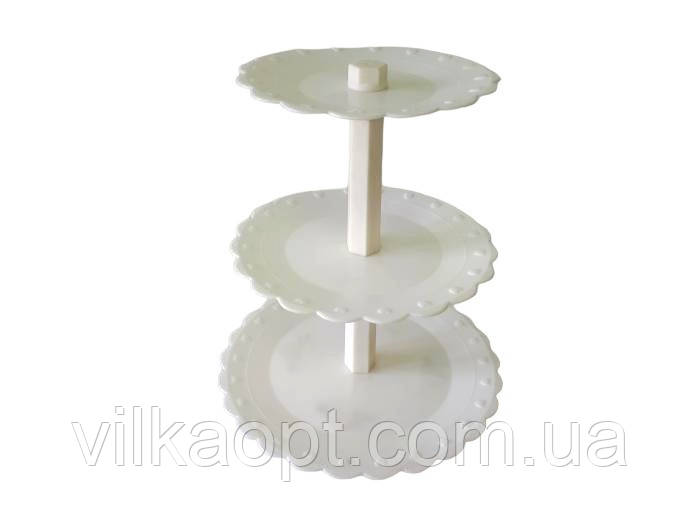 Підставка для торта 3 х ярусна Стойка пластикова для капкейков D 20/24/29 cm H 40 cm