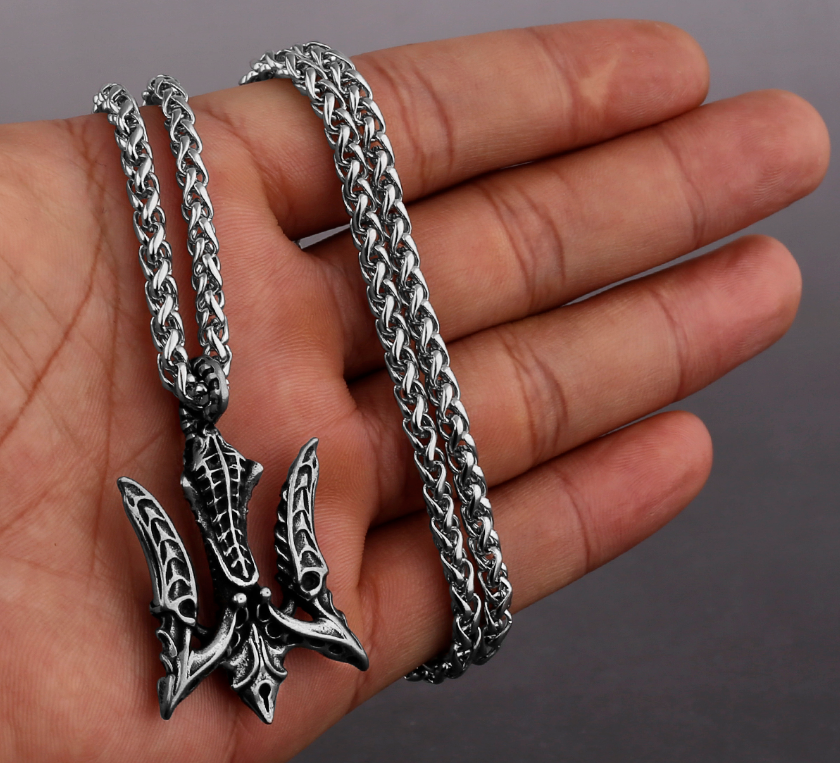 Кулон підвіска Vikings Poseidon тризуб Посейдона, герб України з ланцюжком - Silver, фото 1
