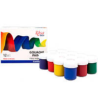 Набір гуашевих фарб ROSA Studio 12 кольорів 40 мл баночки в картоні (221541)