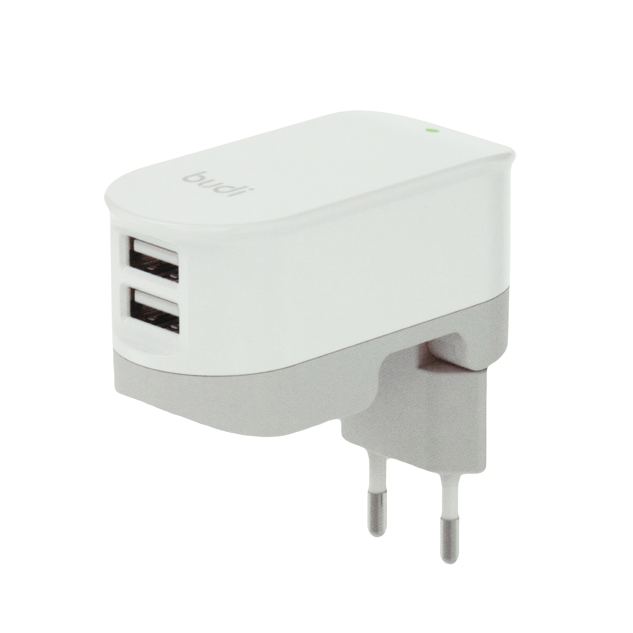 M8J029E - Home Charger Budi 2 USB 2.4A 90°Folding, side slots White