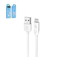 USB кабель Hoco X1, USB тип-A, micro-USB тип-B, 100 см, 2,4 А, белый, #6957531032038