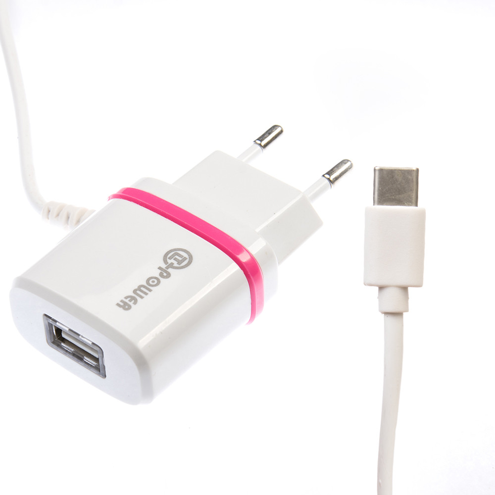 СЗУ QLT-POWER HXUD-2 Type-C, 1 USB White-Pink