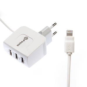 ЗЗП QLT-POWER HXUS-1 Lightning, 3 USB White