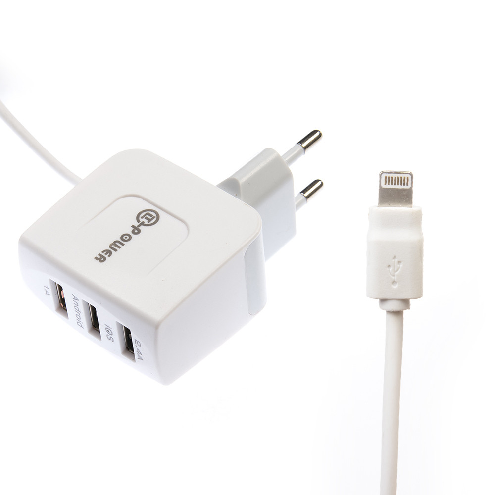 ЗЗП QLT-POWER HXUS-1 Lightning, 3 USB White