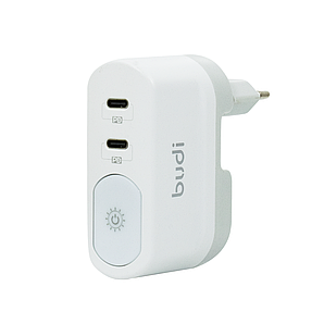 AC326DEW - Budi Wall Charger 40W Dual USB-C PD White