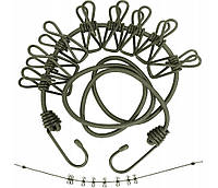 Веревка бельевая с прищепками MIL-TEC Olive 16019000