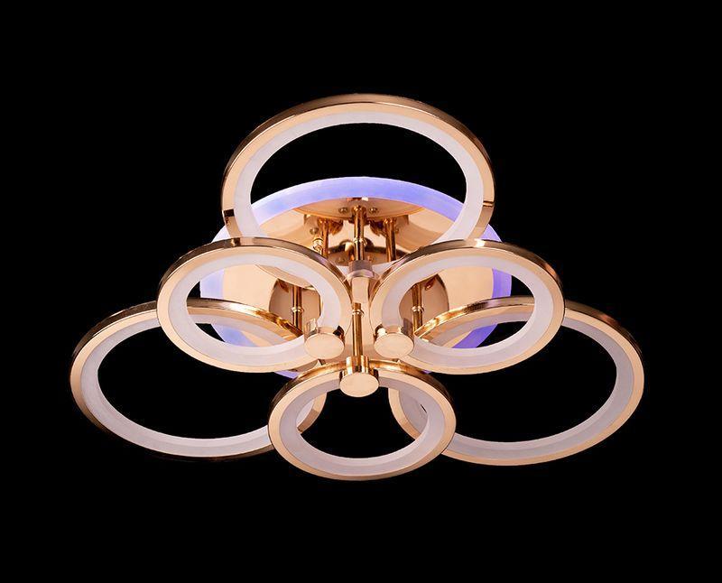 Світлодіодна люстра золоті кільця з пультом керування 168W DIMMER 3000-6000 H130*L600*W550