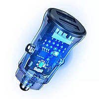 Автомобильное зарядное устройство на два USB Usams Dual USB A+A Mini Car Charger (2USB, 15W). Transparent