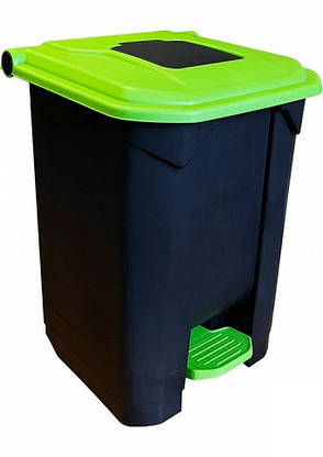 Бак для сміття з педаллю Planet 50 л чорно-зелений, фото 2